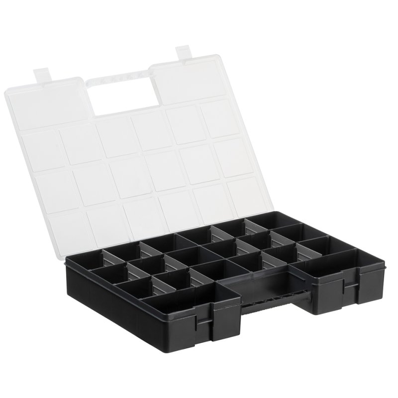 plast team LUXOR HOBBY BOX sorteerdoos, zwart, 12 vakken, 355×255×56 mm